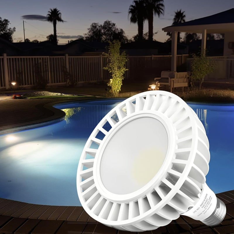 Litezone Pool Light Bulb: PAR38 110V-240V 50W LED Pool Light for Inground Pool, 6500K Daylight White Pool Lighting, E26 E27 Replacement for Pentair Hayward 10 inch Pool Light Fixture - Image 1